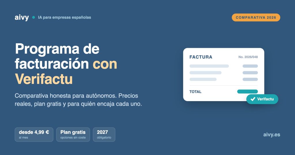 Programa de facturación para autónomos compatible con Verifactu: comparativa con precios reales