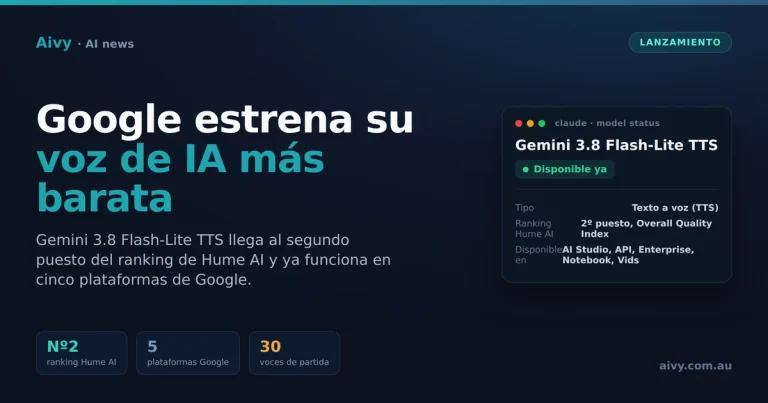 Logotipo de Google Gemini junto a un icono de onda de audio representando el nuevo modelo de voz Flash-Lite TTS
