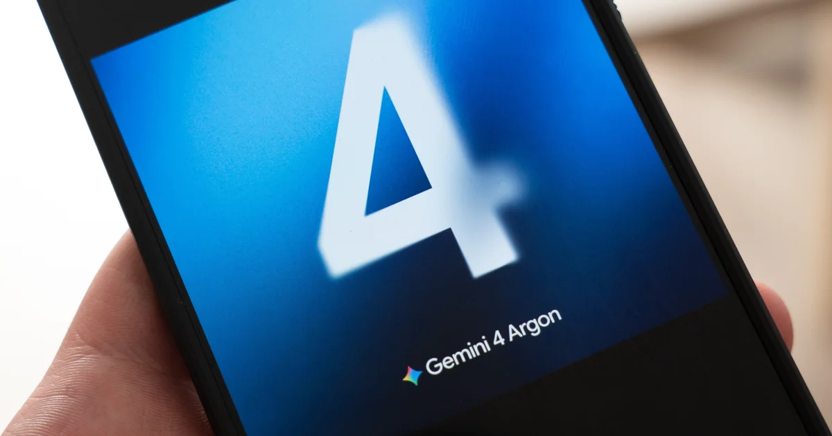 Pantalla de móvil con el logo de Gemini 4 Argon, el modelo que ya está en la app de Gemini para Pro y Ultra